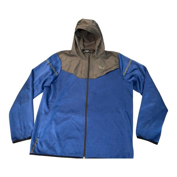 Peak Velocity Mens Blue Gray Hooded Zipper Jacket Size XL - Picture 3 of 9